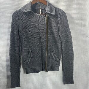 Free People Charcoal Knit Moto Jacket-size small